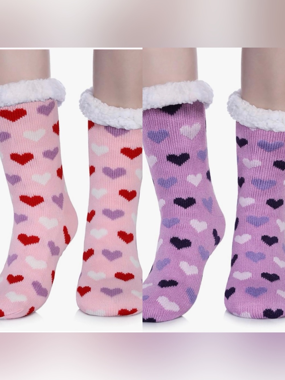 LANLEO Women Slipper Fuzzy Sherpa Lined Socks Non Slip NIB